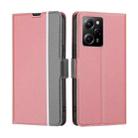 For Xiaomi Poco X5 Pro / Redmi Note 12 Pro Speed Twill Texture Side Buckle Leather Phone Case(Pink) - 1