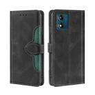 For Motorola Moto E13 4G Skin Feel Magnetic Buckle Leather Phone Case(Black) - 1