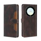 For Honor X9a 5G Skin Feel Magnetic Buckle Leather Phone Case(Brown) - 1