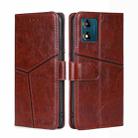 For Motorola Moto E13 4G Geometric Stitching Horizontal Flip Leather Phone Case(Dark Brown) - 1