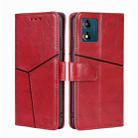 For Motorola Moto E13 4G Geometric Stitching Horizontal Flip Leather Phone Case(Red) - 1