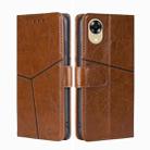 For OPPO A17k Geometric Stitching Horizontal Flip Leather Phone Case(Light Brown) - 1