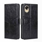 For OPPO A17k Geometric Stitching Horizontal Flip Leather Phone Case(Black) - 1