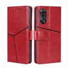 For OPPO Reno8 T 4G Geometric Stitching Horizontal Flip Leather Phone Case(Red) - 1