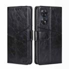 For OPPO Reno8 T 4G Geometric Stitching Horizontal Flip Leather Phone Case(Black) - 1