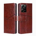For Xiaomi Poco X5 Pro / Redmi Note 12 Pro Speed Geometric Stitching Horizontal Flip Leather Phone Case(Dark Brown) - 1