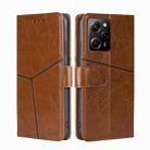 For Xiaomi Poco X5 Pro / Redmi Note 12 Pro Speed Geometric Stitching Horizontal Flip Leather Phone Case(Light Brown) - 1