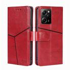 For Xiaomi Poco X5 Pro / Redmi Note 12 Pro Speed Geometric Stitching Horizontal Flip Leather Phone Case(Red) - 1