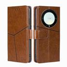 For Honor X9a 5G Geometric Stitching Horizontal Flip Leather Phone Case(Light Brown) - 1