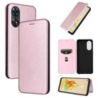 For OPPO Reno8 T 4G Carbon Fiber Texture Flip Leather Phone Case(Pink) - 1