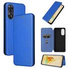 For OPPO Reno8 T 4G Carbon Fiber Texture Flip Leather Phone Case(Blue) - 1