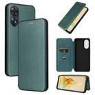 For OPPO Reno8 T 4G Carbon Fiber Texture Flip Leather Phone Case(Green) - 1