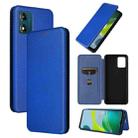 For Motorola Moto E13 4G Carbon Fiber Texture Flip Leather Phone Case(Blue) - 1