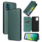 For Motorola Moto E13 4G Carbon Fiber Texture Flip Leather Phone Case(Green) - 1