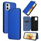 For Motorola Moto G73 5G Carbon Fiber Texture Flip Leather Phone Case(Blue) - 1