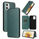 For Motorola Moto G73 5G Carbon Fiber Texture Flip Leather Phone Case(Green) - 1