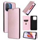 For Xiaomi Redmi 12C Carbon Fiber Texture Flip Leather Phone Case(Pink) - 1