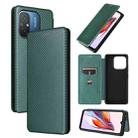 For Xiaomi Redmi 12C Carbon Fiber Texture Flip Leather Phone Case(Green) - 1