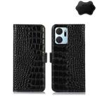 For Honor X7a 4G Crocodile Top Layer Cowhide Leather Phone Case(Black) - 1