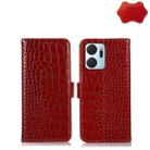 For Honor X7a 4G Crocodile Top Layer Cowhide Leather Phone Case(Red) - 1