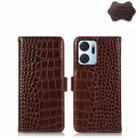 For Honor X7a 4G Crocodile Top Layer Cowhide Leather Phone Case(Brown) - 1