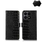 For Honor X8a 4G Crocodile Top Layer Cowhide Leather Phone Case(Black) - 1