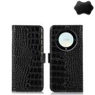 For Honor X9a/X40 5G Crocodile Top Layer Cowhide Leather Phone Case(Black) - 1