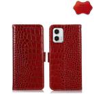 For Motorola Moto G73 5G Crocodile Top Layer Cowhide Leather Phone Case(Red) - 1