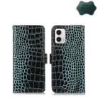 For Motorola Moto G73 5G Crocodile Top Layer Cowhide Leather Phone Case(Green) - 1