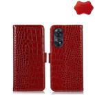 For OPPO Reno8 T 4G Crocodile Top Layer Cowhide Leather Phone Case(Red) - 1