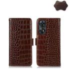 For OPPO Reno8 T 4G Crocodile Top Layer Cowhide Leather Phone Case(Brown) - 1