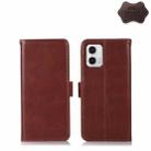 For Motorola Moto G73 5G Crazy Horse Top Layer Cowhide Leather Phone Case(Brown) - 1