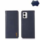 For Motorola Moto G73 5G KHAZNEH Nappa Top Layer Cowhide Leather Phone Case(Blue) - 1