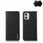 For Motorola Moto G73 5G KHAZNEH Nappa Top Layer Cowhide Leather Phone Case(Black) - 1