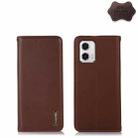 For Motorola Moto G73 5G KHAZNEH Nappa Top Layer Cowhide Leather Phone Case(Brown) - 1