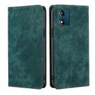 For Motorola Moto E13 4G RFID Anti-theft Brush Magnetic Leather Phone Case(Green) - 1