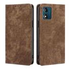 For Motorola Moto E13 4G RFID Anti-theft Brush Magnetic Leather Phone Case(Brown) - 1