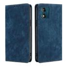 For Motorola Moto E13 4G RFID Anti-theft Brush Magnetic Leather Phone Case(Blue) - 1