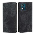 For Motorola Moto E13 4G RFID Anti-theft Brush Magnetic Leather Phone Case(Black) - 1