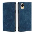 For OPPO A17k RFID Anti-theft Brush Magnetic Leather Phone Case(Blue) - 1