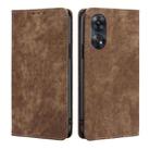 For OPPO Reno8 T 4G RFID Anti-theft Brush Magnetic Leather Phone Case(Brown) - 1