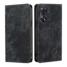 For OPPO Reno8 T 4G RFID Anti-theft Brush Magnetic Leather Phone Case(Black) - 1