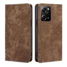 For Xiaomi Poco X5 Pro / Redmi Note 12 Pro Speed RFID Anti-theft Brush Magnetic Leather Phone Case(Brown) - 1