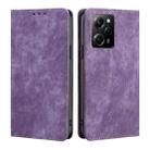 For Xiaomi Poco X5 Pro / Redmi Note 12 Pro Speed RFID Anti-theft Brush Magnetic Leather Phone Case(Purple) - 1