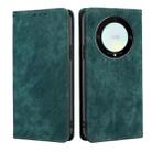 For Honor X9a 5G RFID Anti-theft Brush Magnetic Leather Phone Case(Green) - 1