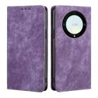 For Honor X9a 5G RFID Anti-theft Brush Magnetic Leather Phone Case(Purple) - 1