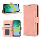 For Motorola Moto E13 4G Skin Feel Calf Texture Card Slots Leather Phone Case(Pink) - 1