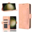 For Samsung Galaxy S23 Ultra 5G Skin Feel Calf Texture Card Slots Leather Phone Case(Pink) - 1