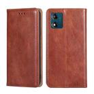 For Motorola Moto E13 4G Gloss Oil Solid Color Magnetic Leather Phone Case(Brown) - 1