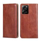 For Xiaomi Poco X5 Pro / Redmi Note 12 Pro Speed Gloss Oil Solid Color Magnetic Leather Phone Case(Brown) - 1